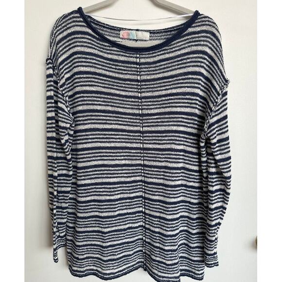 Free People Beach Knit Striped Lightweight Terry Cotton Sweater, Size S, NWOT - Picture 1 of 6